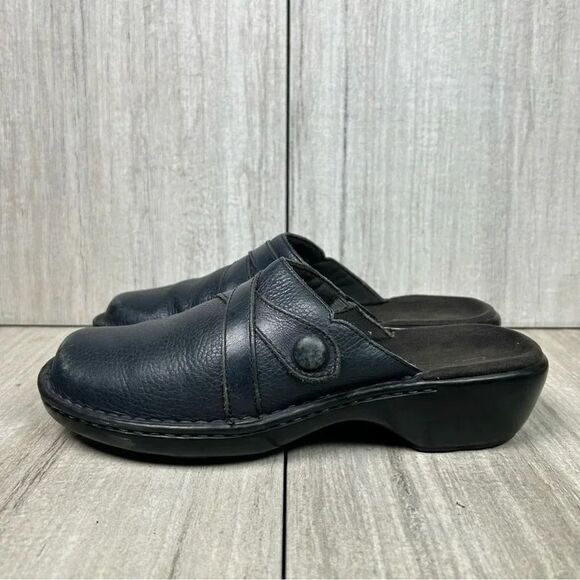 Clark’s Blue Leather Slip On Mule Comfort Clog Casual Shoes  Womens Size 6.5 - Picture 3 of 10